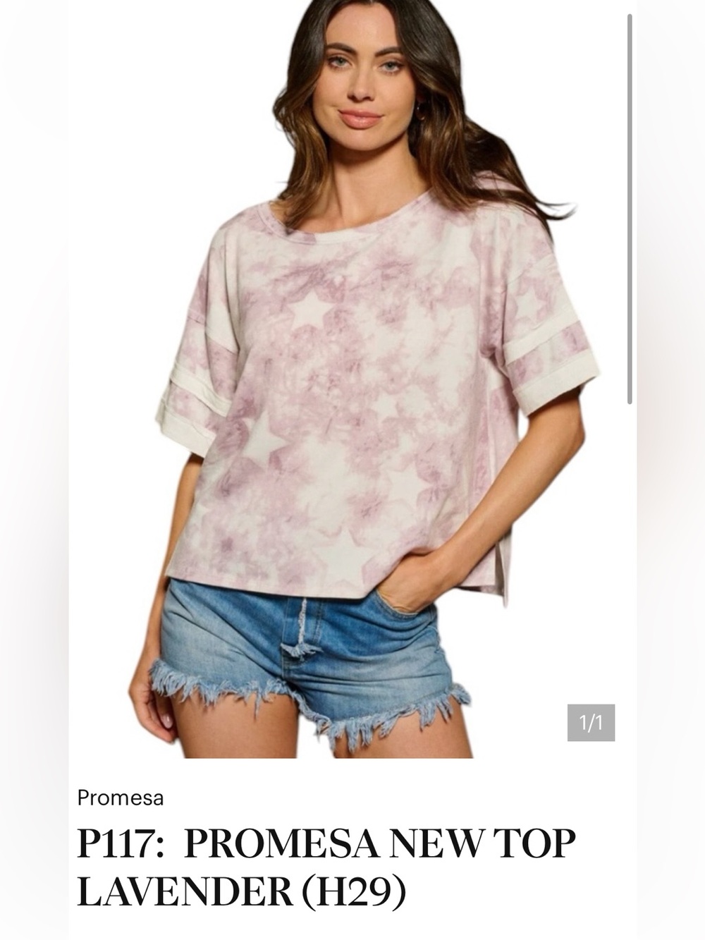 Promesa NWOT Lavender Tie-Dye Star Short-Sleeve Top size Small